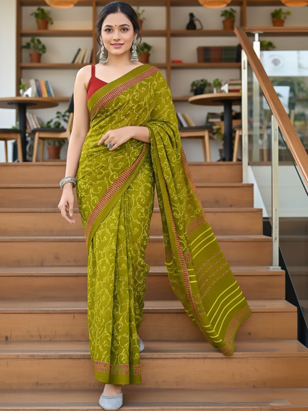 Urban Pallu Floral Pure Cotton Handloom Saree