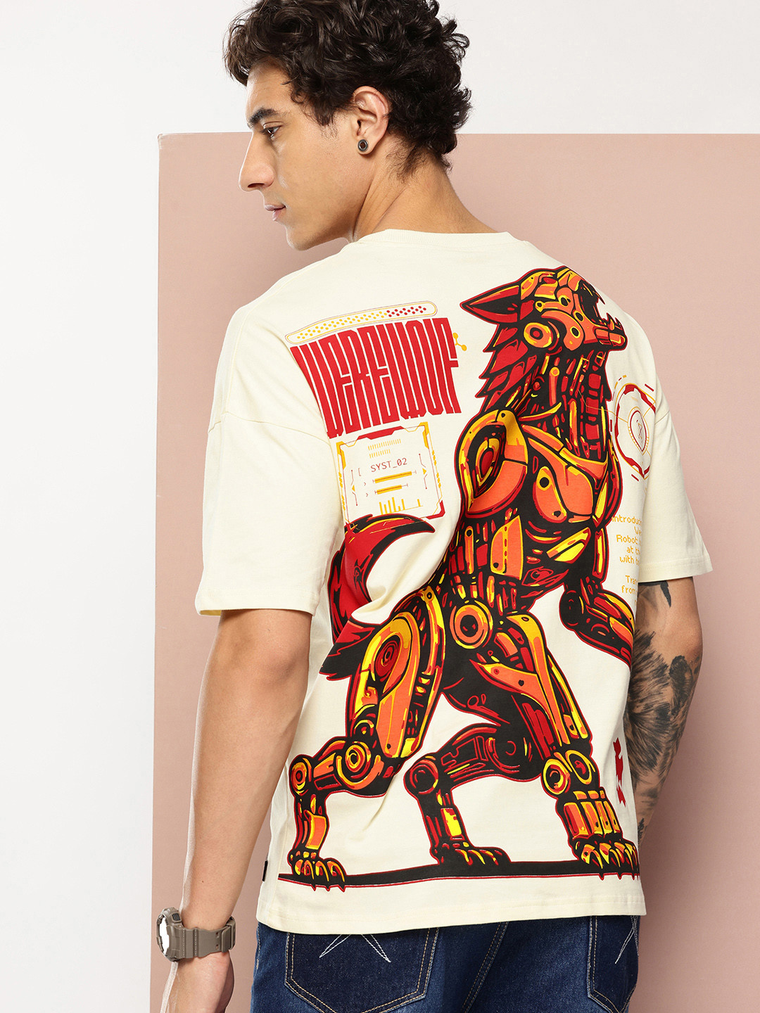 Stormborn Men Graphic Printed Drop-Shoulder Pure Cotton Oversized Fit T-shirt