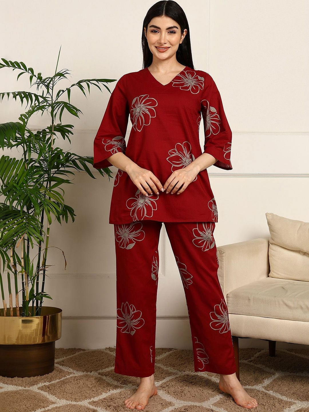 ELITRIX ETC Women Floral Printed Night suit