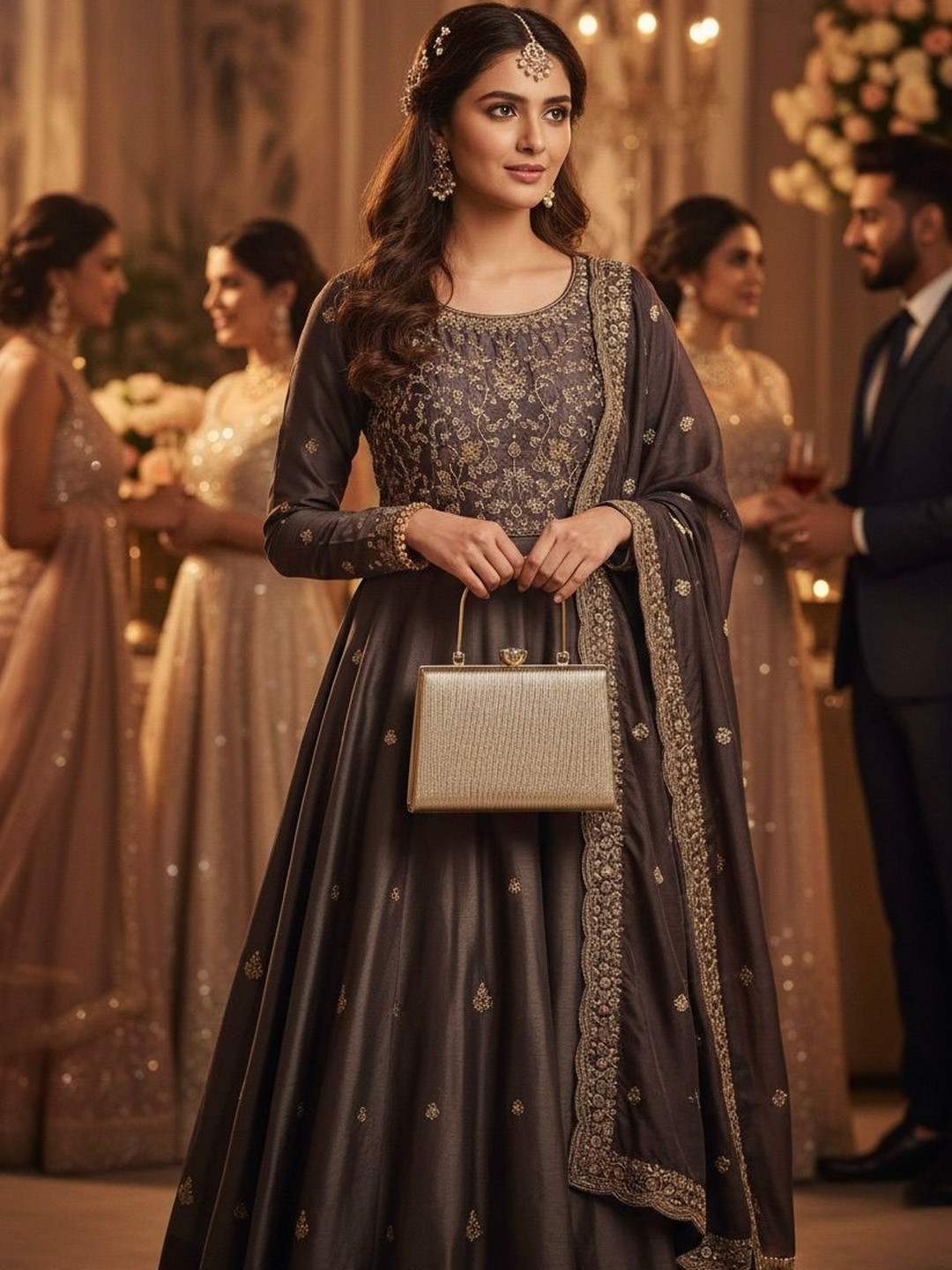 Purpleberry Amaira Rose Gold Premium Clutch Bag for Wedding