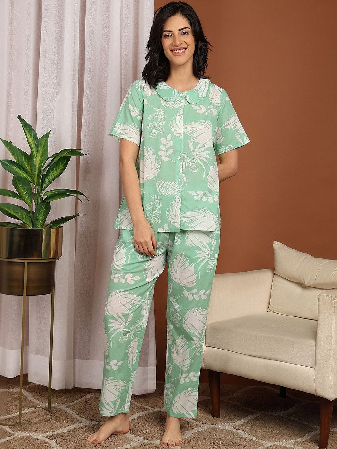 ELITRIX Women Pure Cotton Printed Night suit