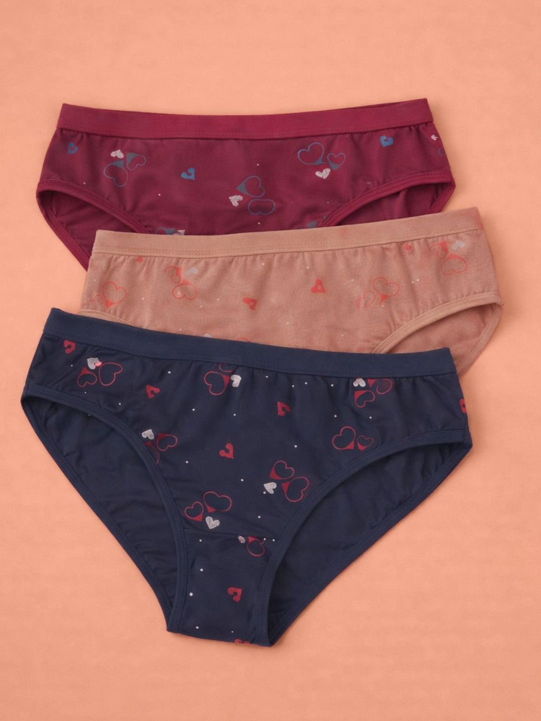 FiveFlag Pack of 3 Printed Combed Cotton Mid-Rise Hipster Briefs