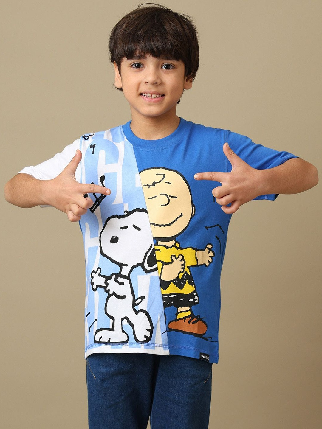 Kids Ville Boys Peanut Printed Pure Cotton Round Neck Tshirt