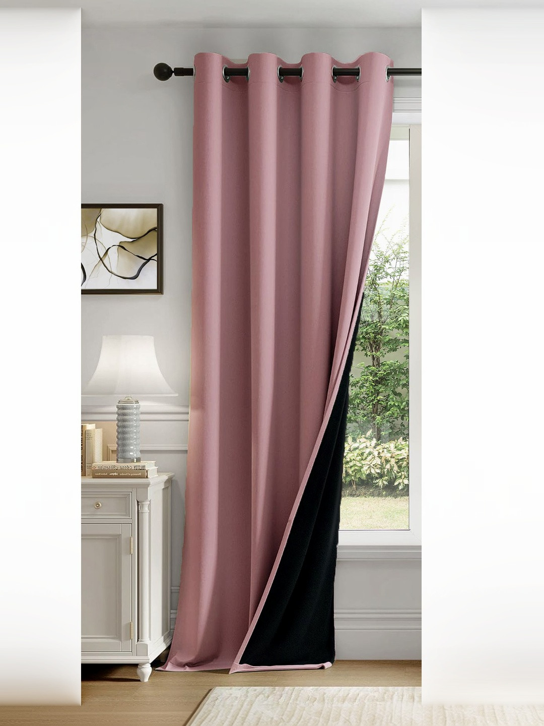 HOMEMONDE Blackout Solid Polyester Eyelet Door Curtain - 8 Feet