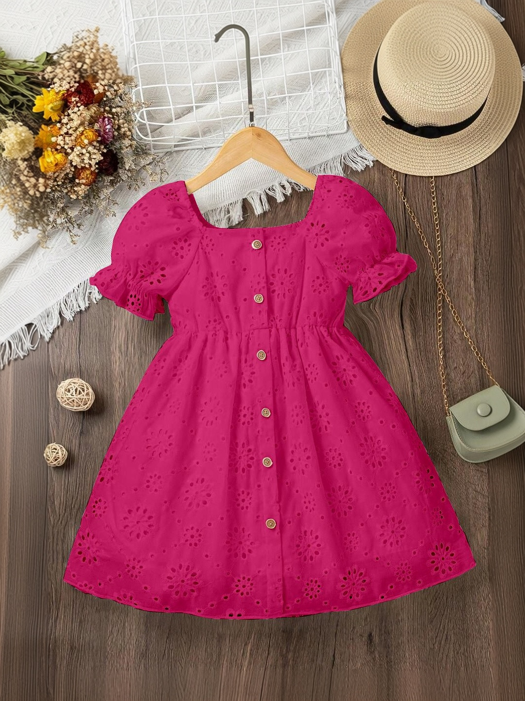 BAESD Puff Sleeve Fit & Flare Dress