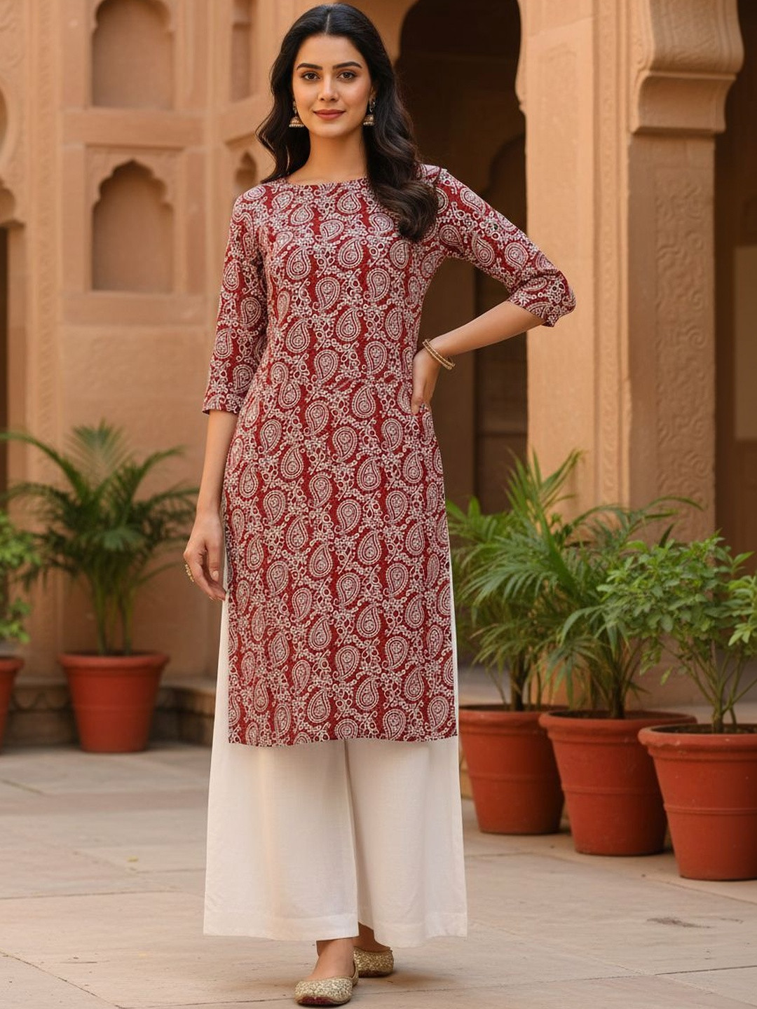 JANKHANA Pack Of 2 Floral Straight Kurtas