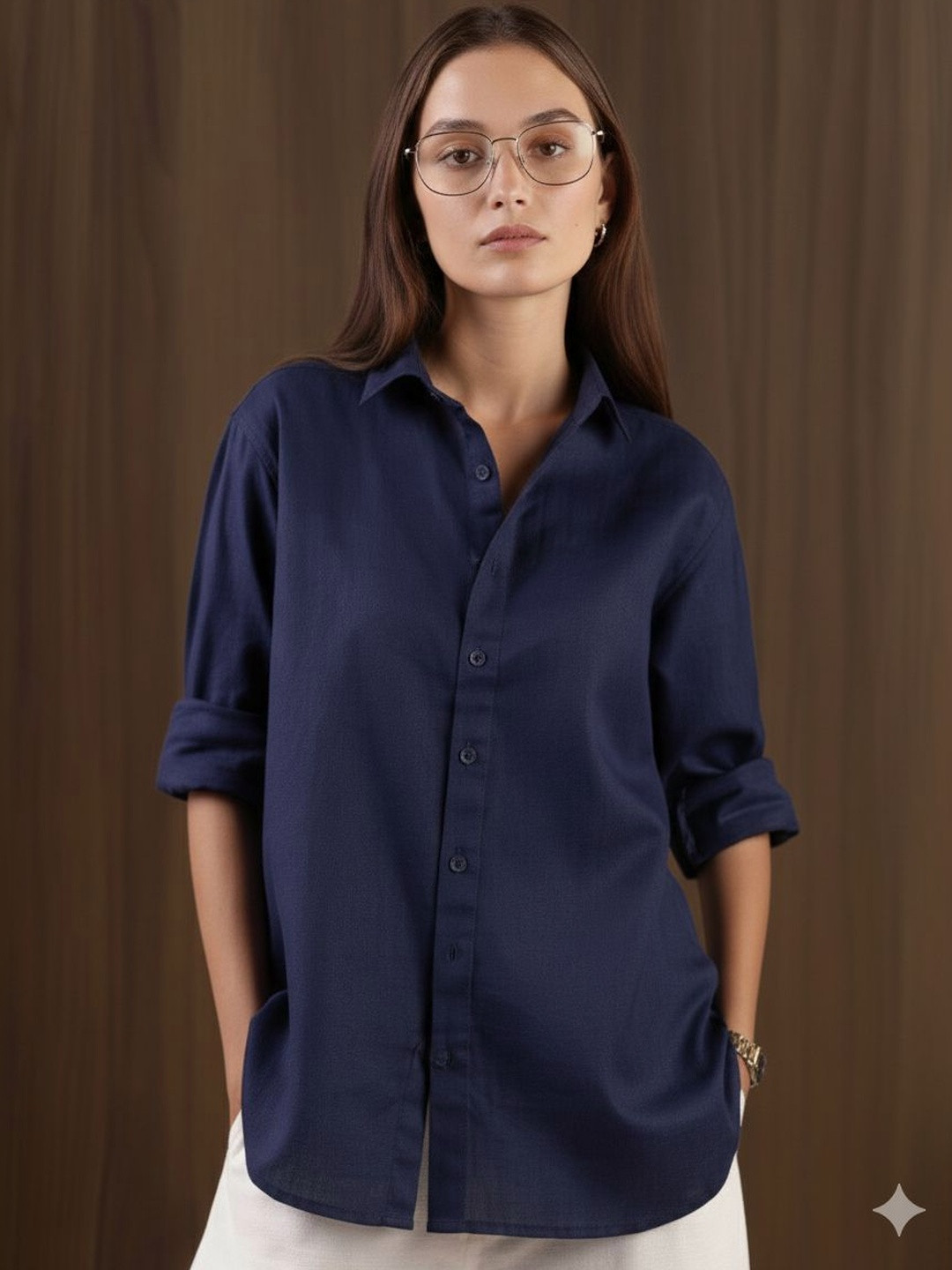 NISHORAMA Oversized Linen Blend Long Sleeves Shirt