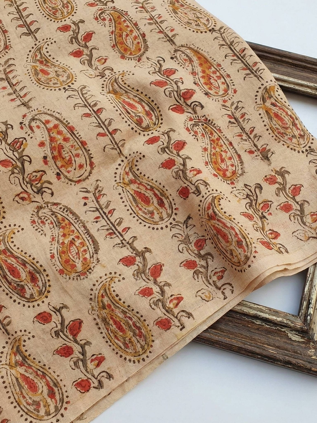 The Weaave Traveller Hand Block Printed Kalamkari Pure Cotton Unstitched Kurta Fabric
