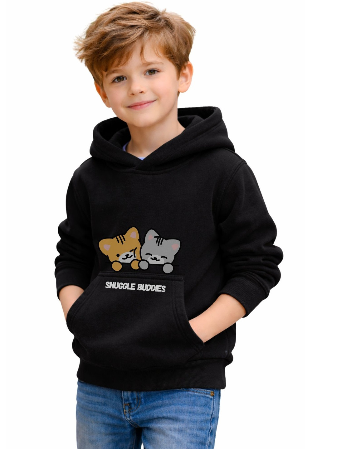 3Colors Boys Printed Hooded Sweatshirt