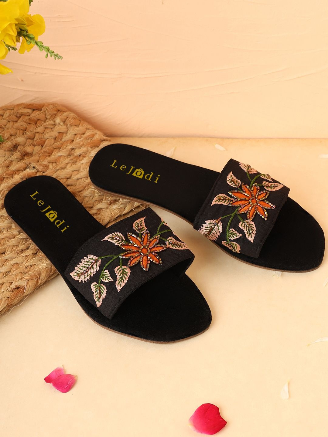 LEJODI Women Embellished Party Open Toe Flats
