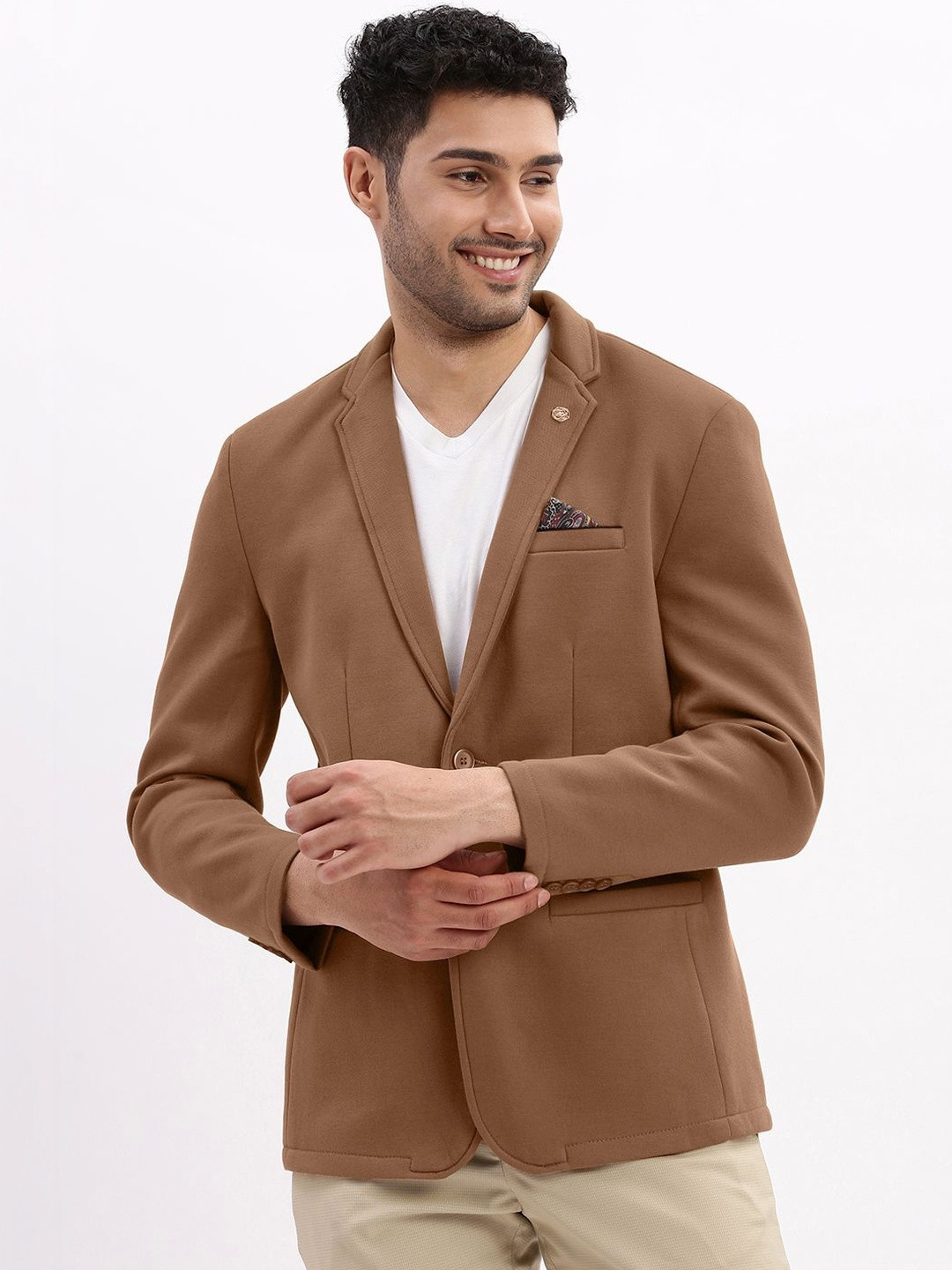 SHOWOFFFF Cotton Slim Fit Single-Breasted Blazers