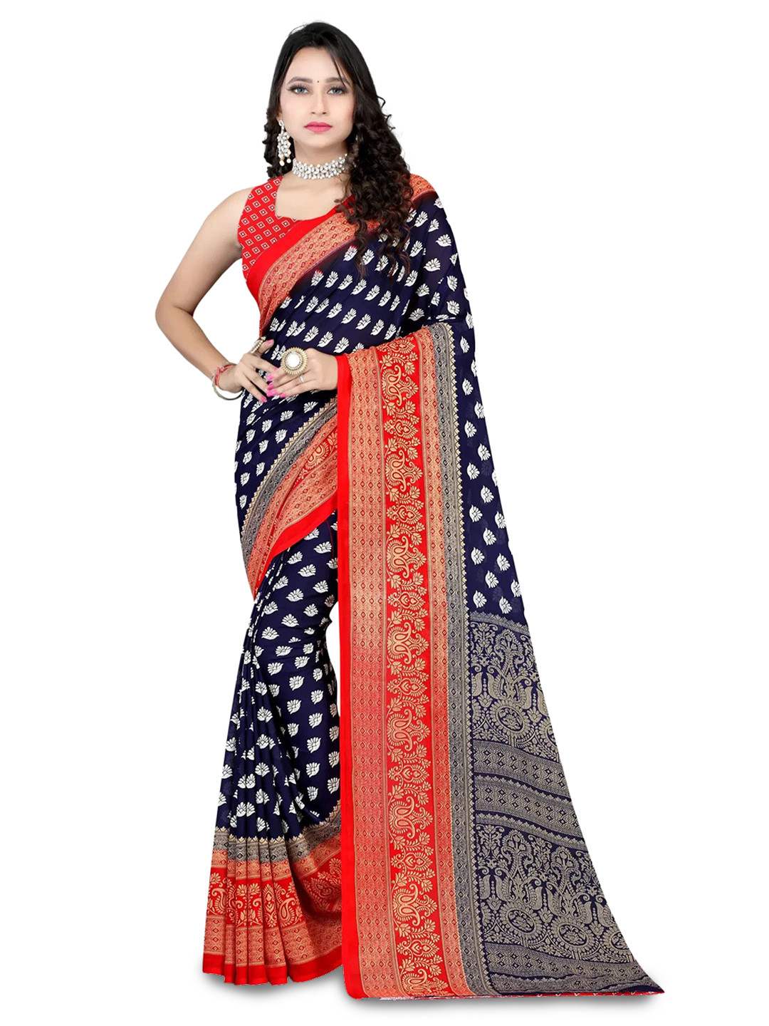 Vibhagyaa Ethnic Motifs Zari Poly Chiffon Saree