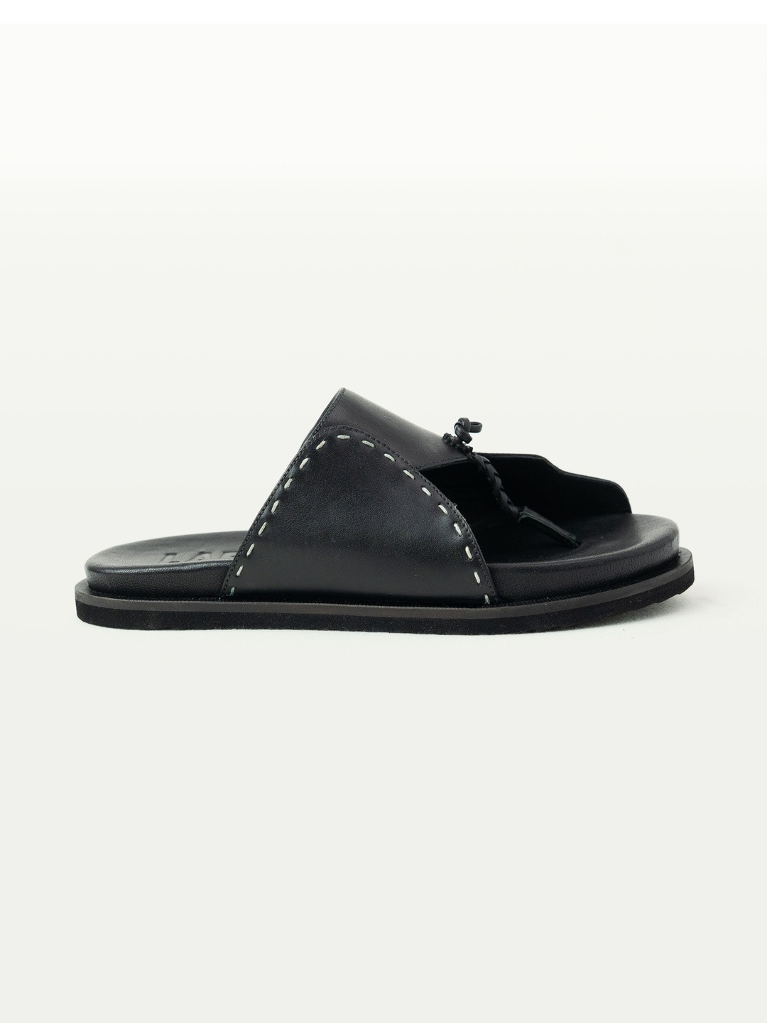 GULLY LABS Men Leather Sebal Black Casual Flat Sandals