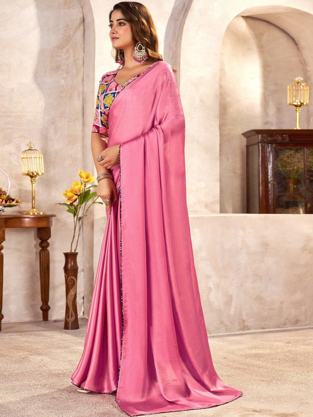 all about you Kutchi Embroidery Satin Designer Saree