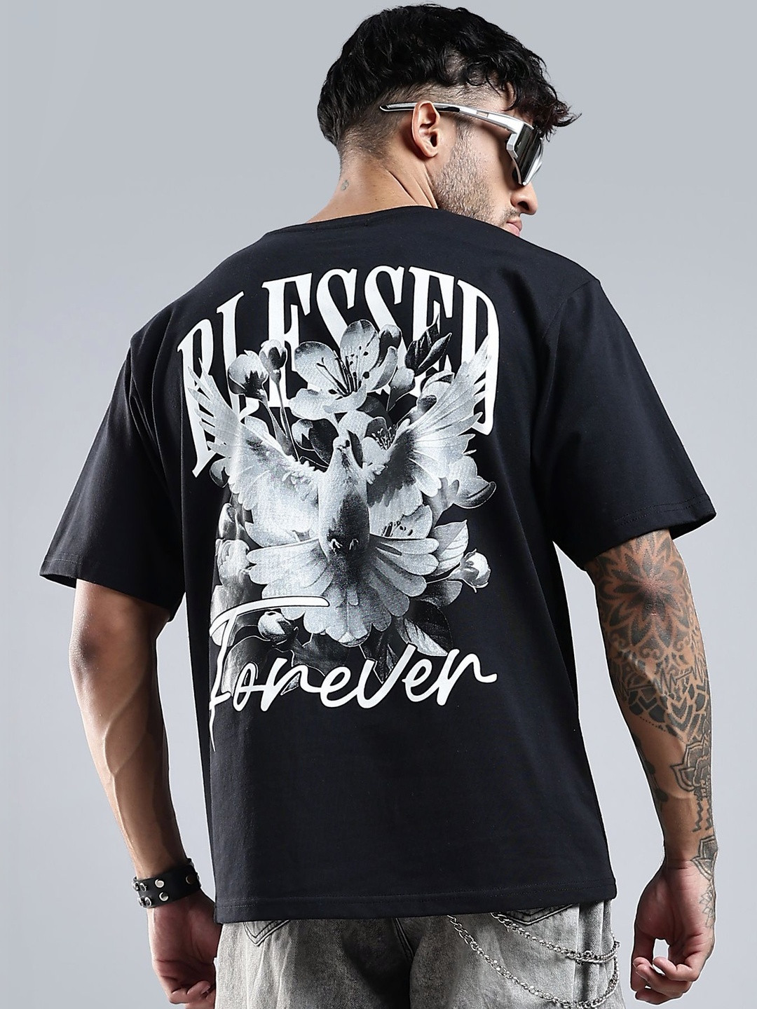 LEWEL Men Typography Printed T-shirt