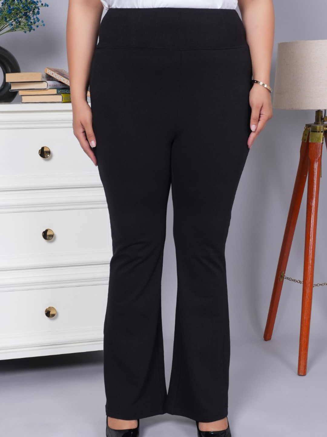 Mlada Women Solid High Waist Stretchable Bootcut Flared Cotton Leggings