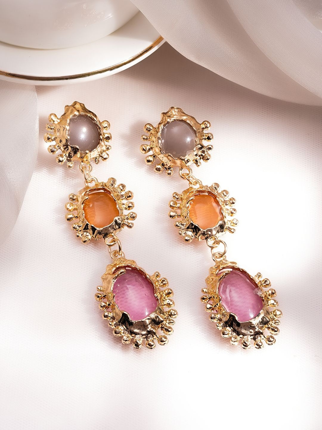 Rubans 18K Gold Plated Geometric Drop Earrings