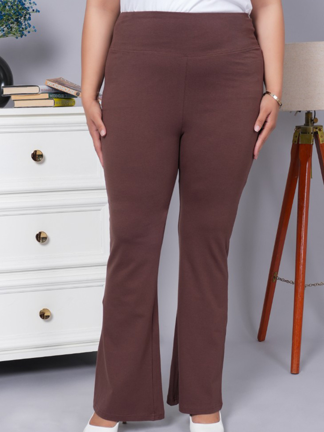 Mlada Women Solid High Waist Stretchable Bootcut Flared Cotton Leggings