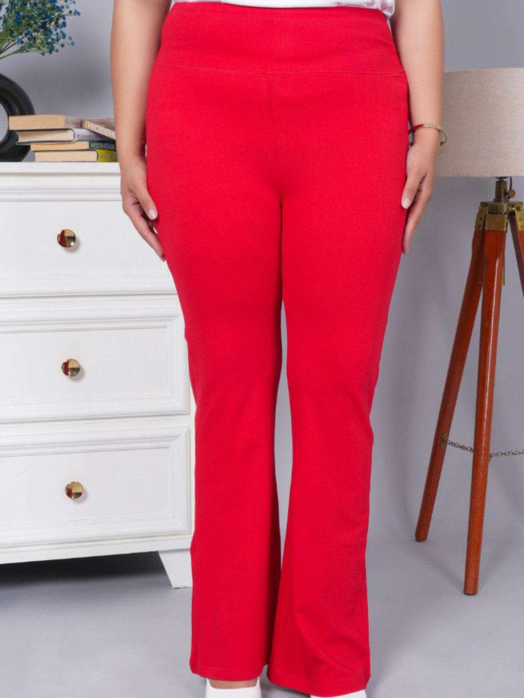 Mlada Women Solid High Waist Stretchable Bootcut Flared Cotton Leggings