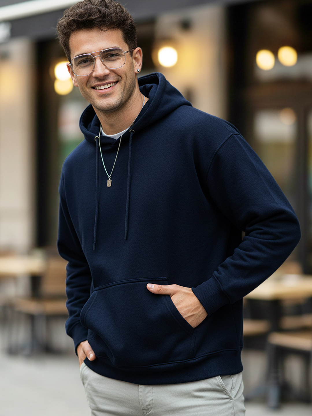 Urbano Fashion Men's Cotton Solid Oversized Hooded Neck Sweatshirt