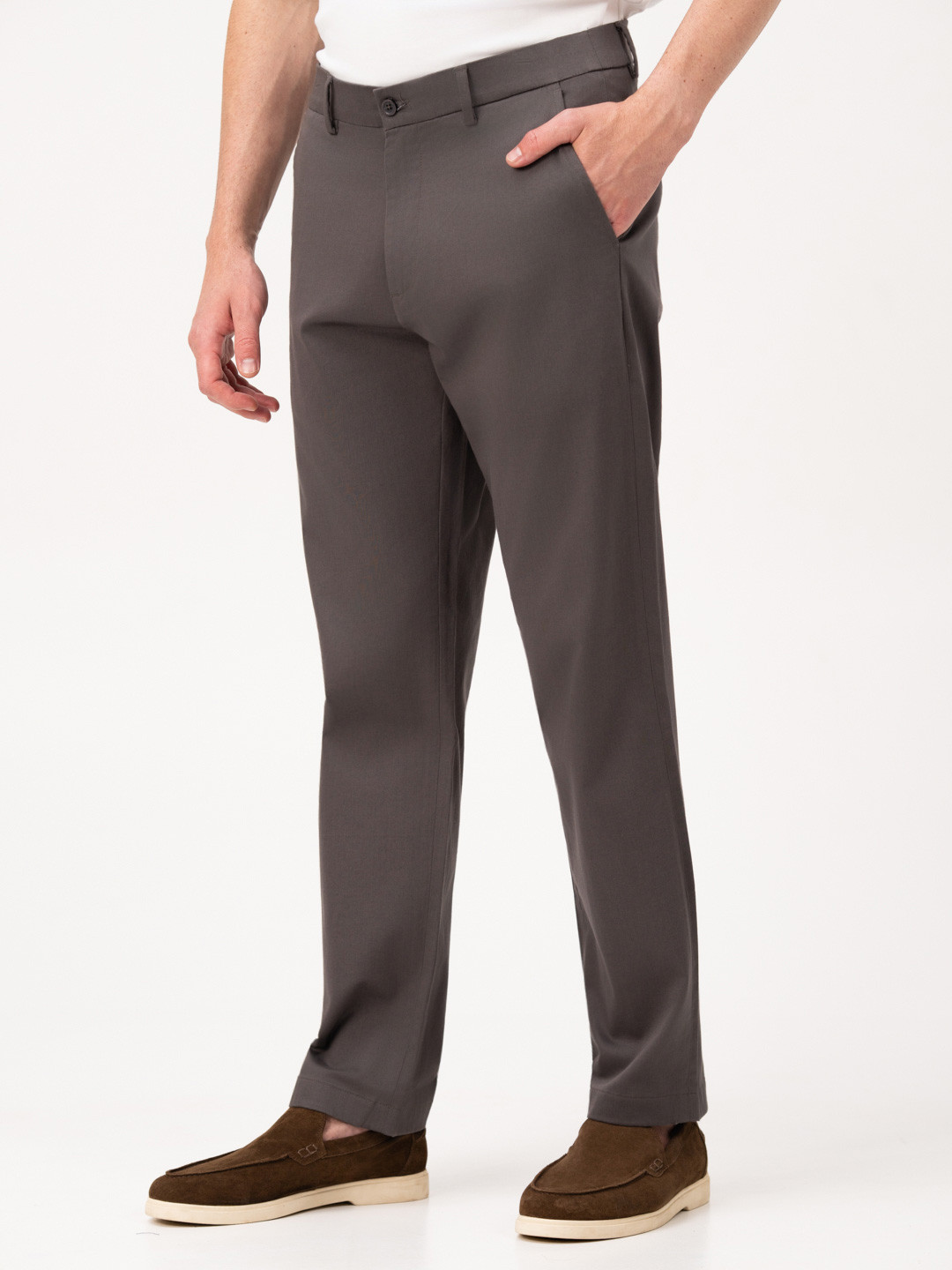 The Pant Project Men Grey Relaxed Fit Spill-Proof Finish Technology Cotton Chinos