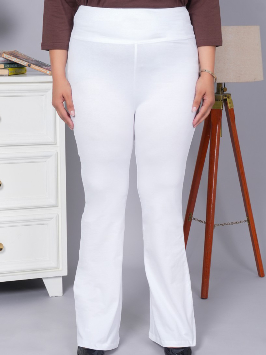 Mlada Women Solid High Waist Stretchable Bootcut Flared Cotton Leggings
