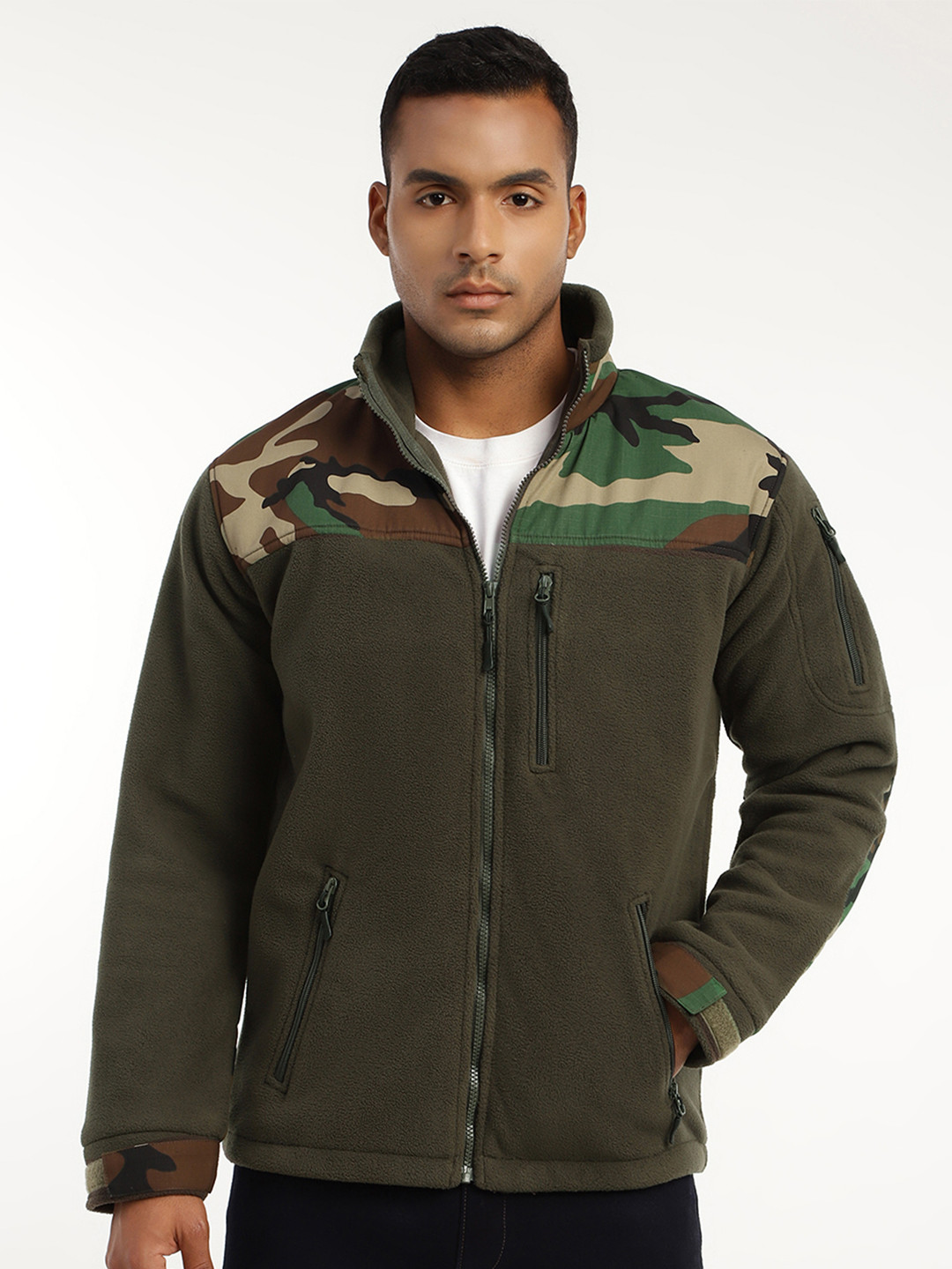 MOUNTMILLER Men's Camouflage Printed Ripstop Dual Superbond HLKN Fleece Tactical Jacket