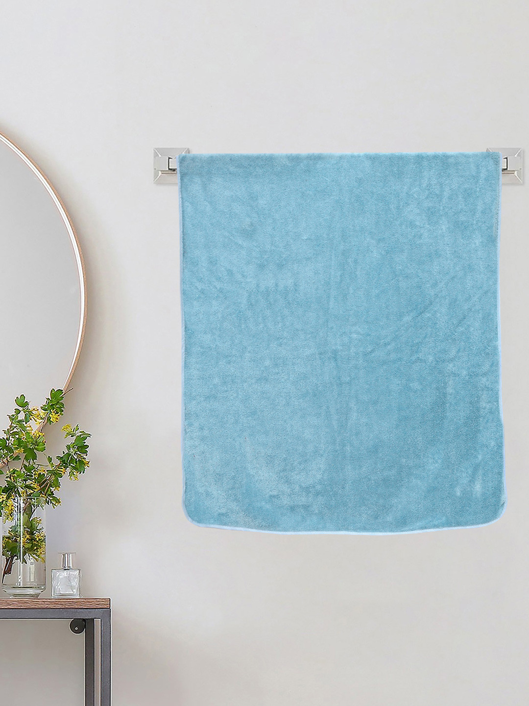 KLOTTHE Blue Solid Terry Cotton 450 GSM Bath Towel