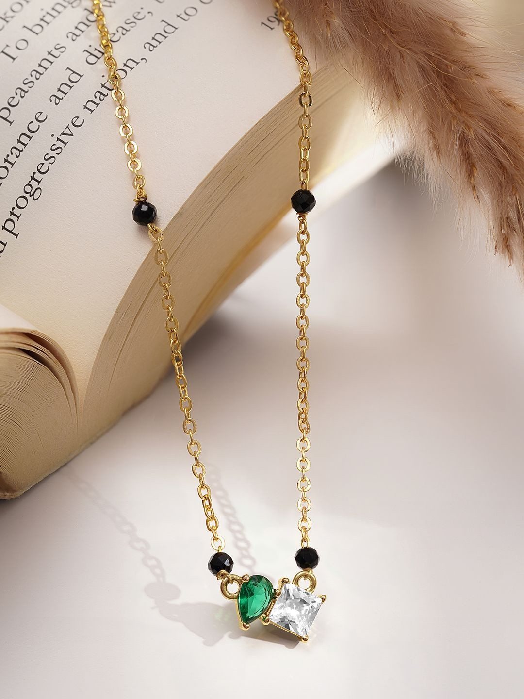 Rubans Women 18K Gold Plated Beaded Mangalsutra