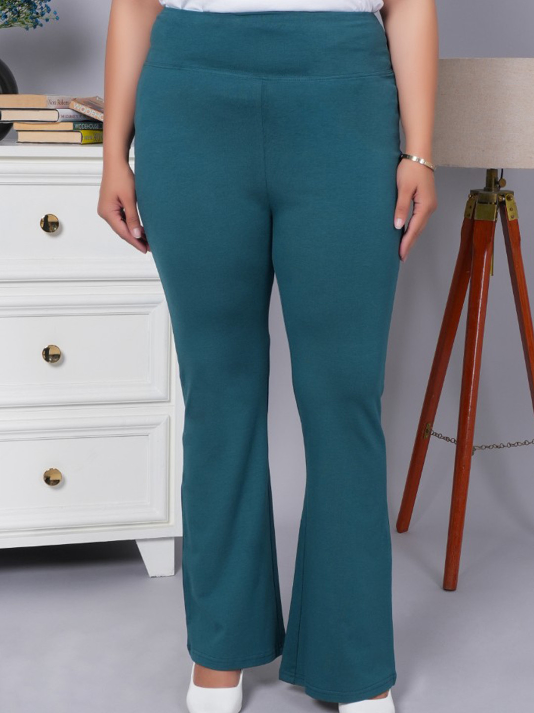 Mlada Women Solid High Waist Stretchable Bootcut Flared Cotton Leggings