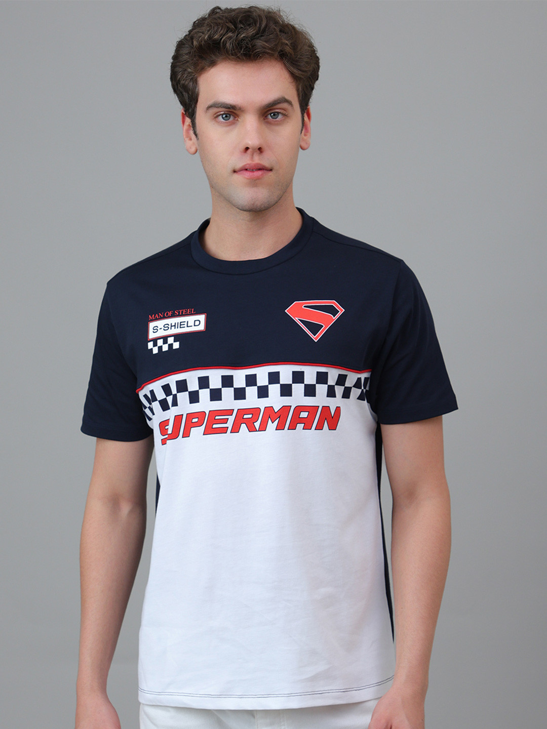 Free Authority Superman Printed Pure Cotton Round Neck T-shirt