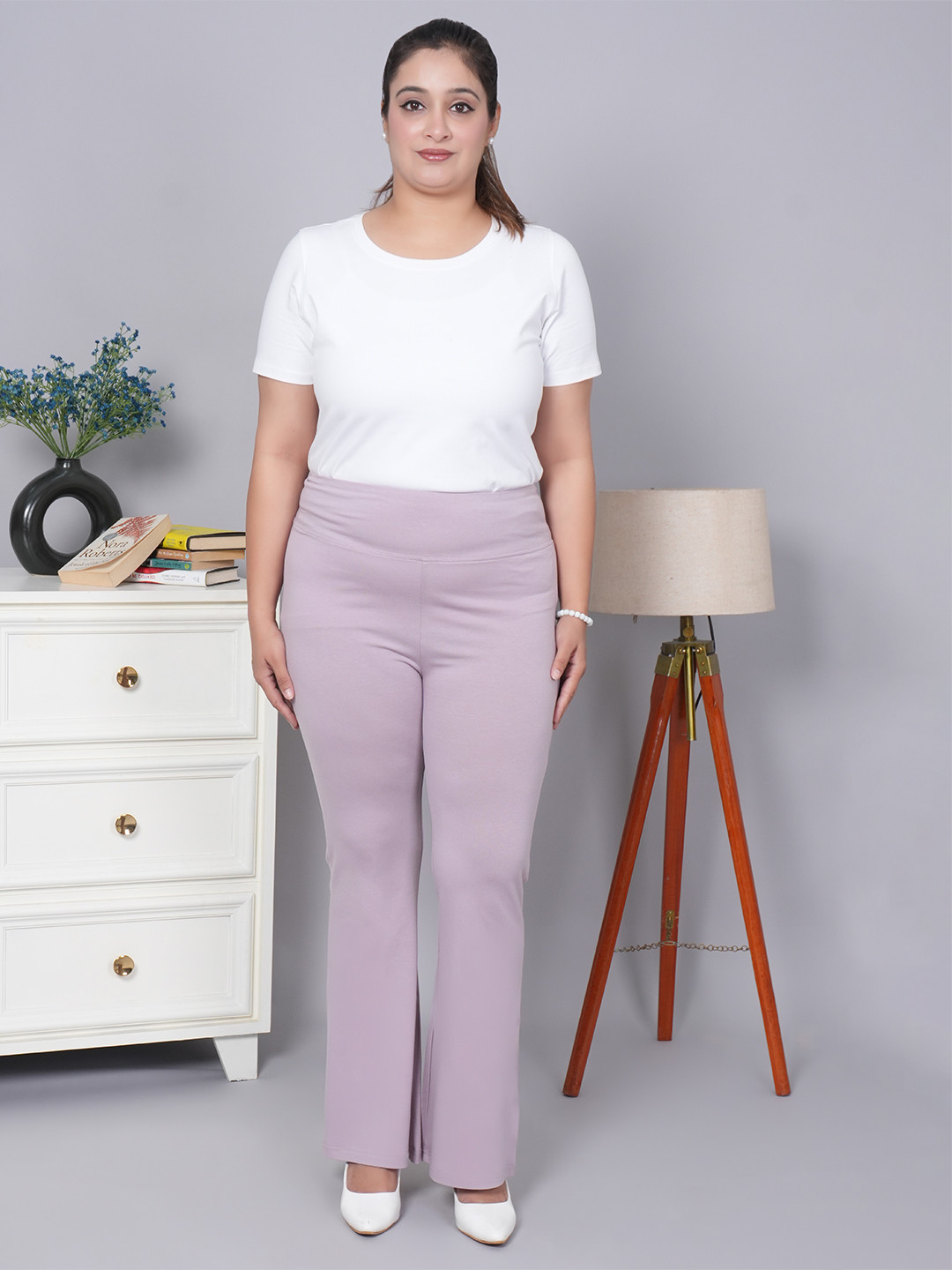Mlada Women Solid High Waist Stretchable Bootcut Flared Cotton Leggings