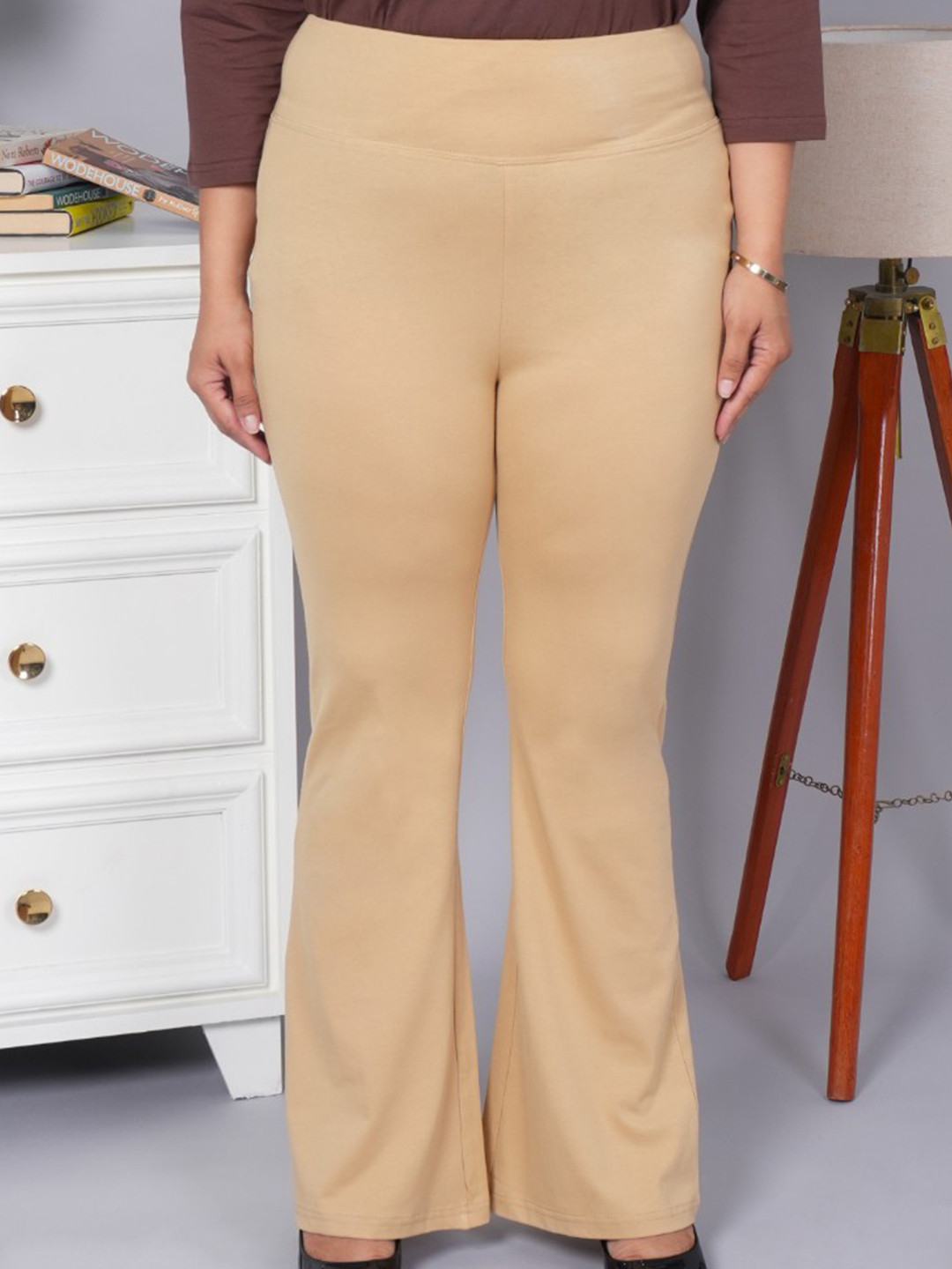 Mlada Women Solid High Waist Stretchable Bootcut Flared Cotton Leggings