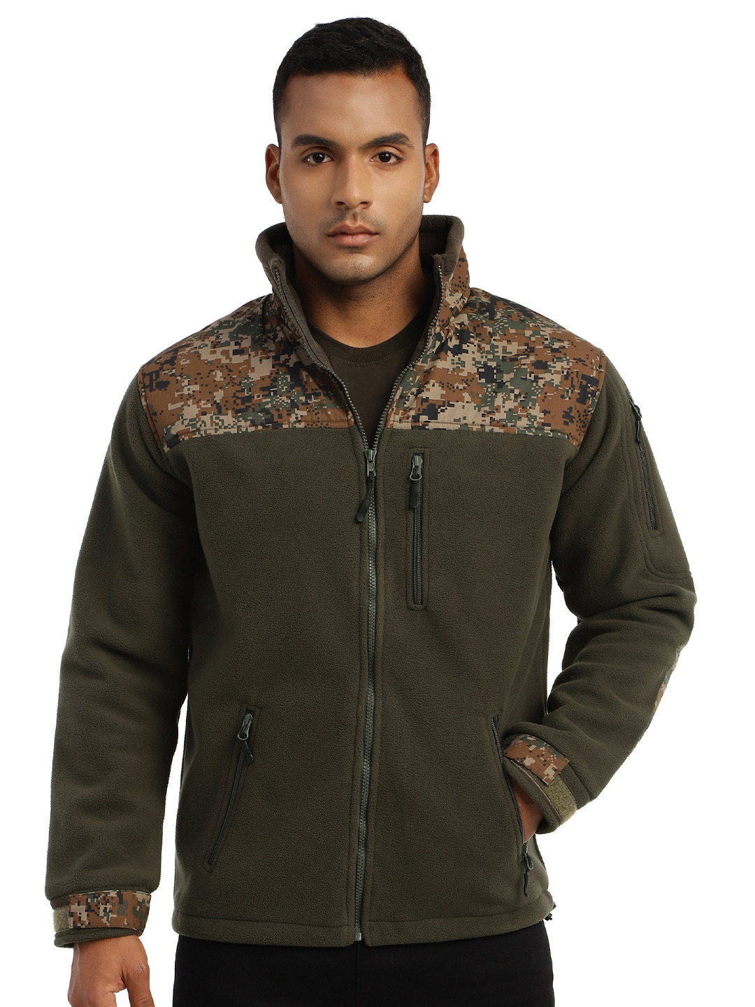 MOUNTMILLER Men's Camouflage Printed Ripstop Dual Superbond HLKN Fleece Tactical Jacket