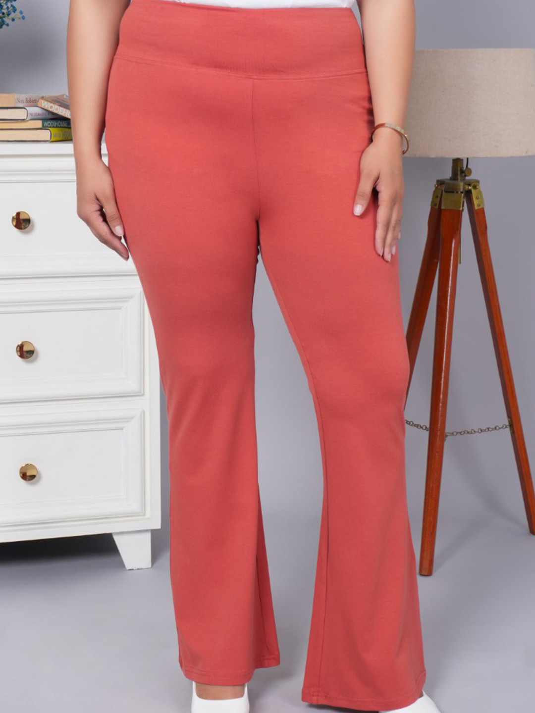 Mlada Women Solid High Waist Stretchable Bootcut Flared Cotton Leggings