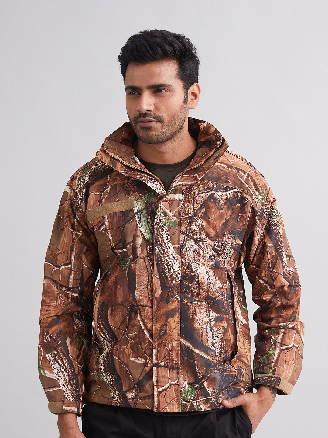 MOUNTMILLER Men's Camouflage Tree Airshell Hooded Tactical Wind Jacket
