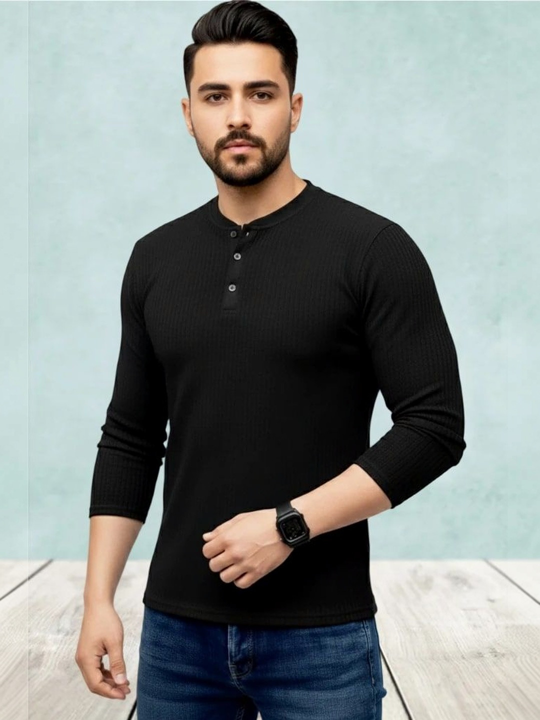 SZN Men Henley Neck T-shirt