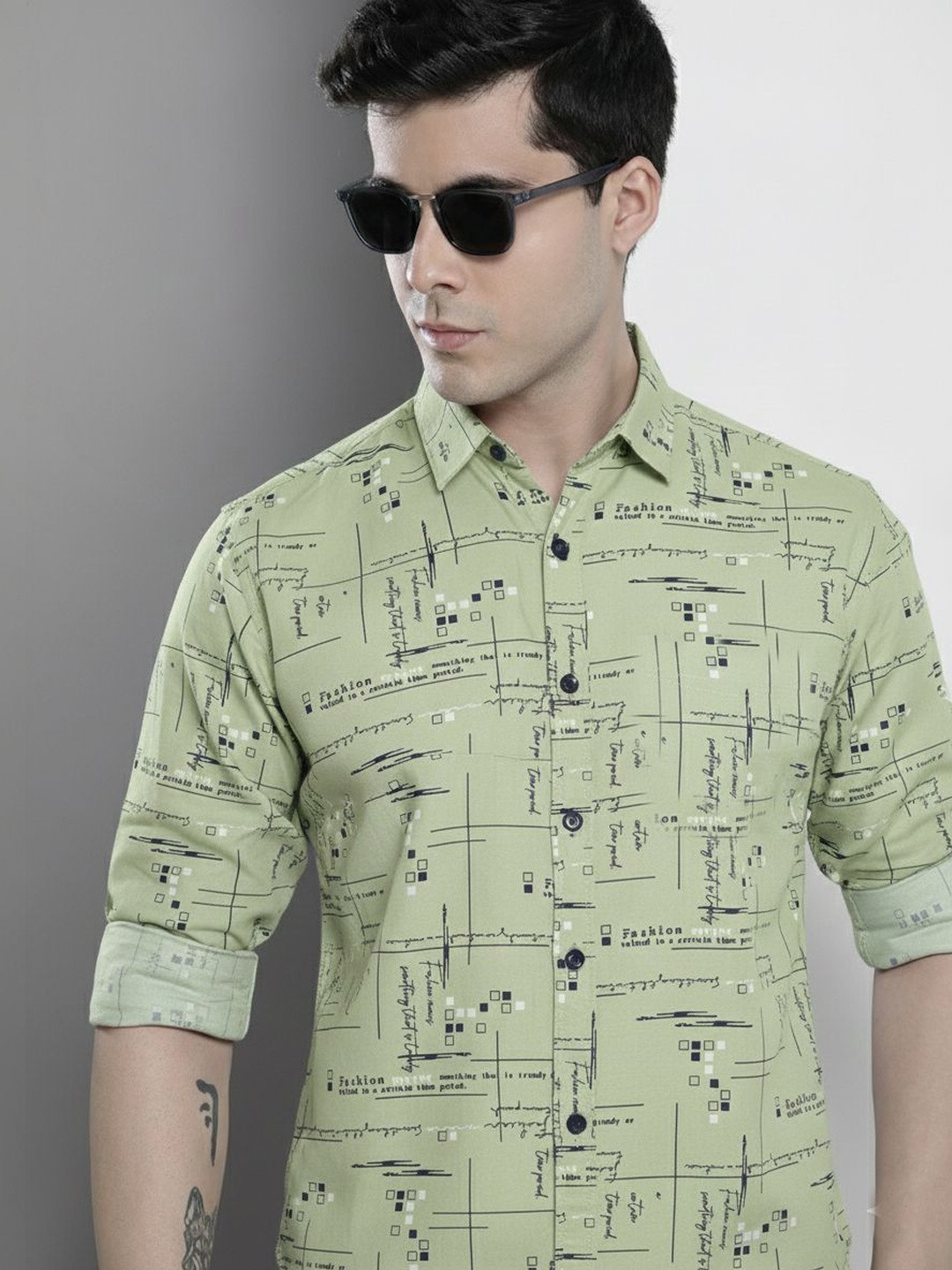 SHIRTZONE Men Classic Slim Fit Printed Casual Shirt
