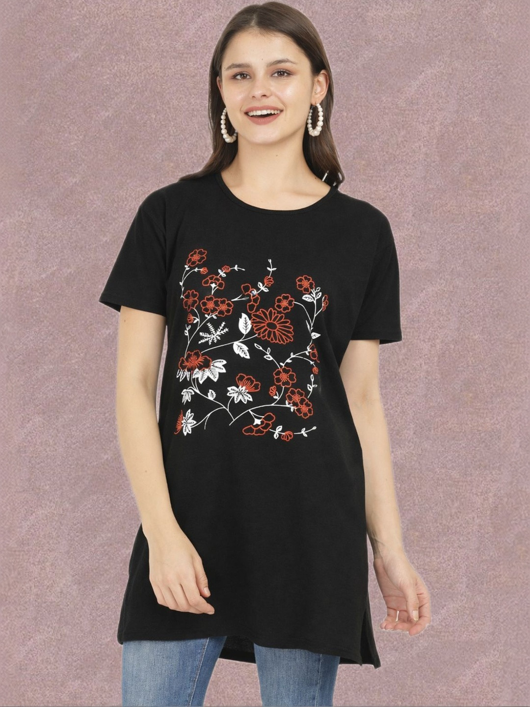 DDASPRATION Women Floral Printed T-shirt