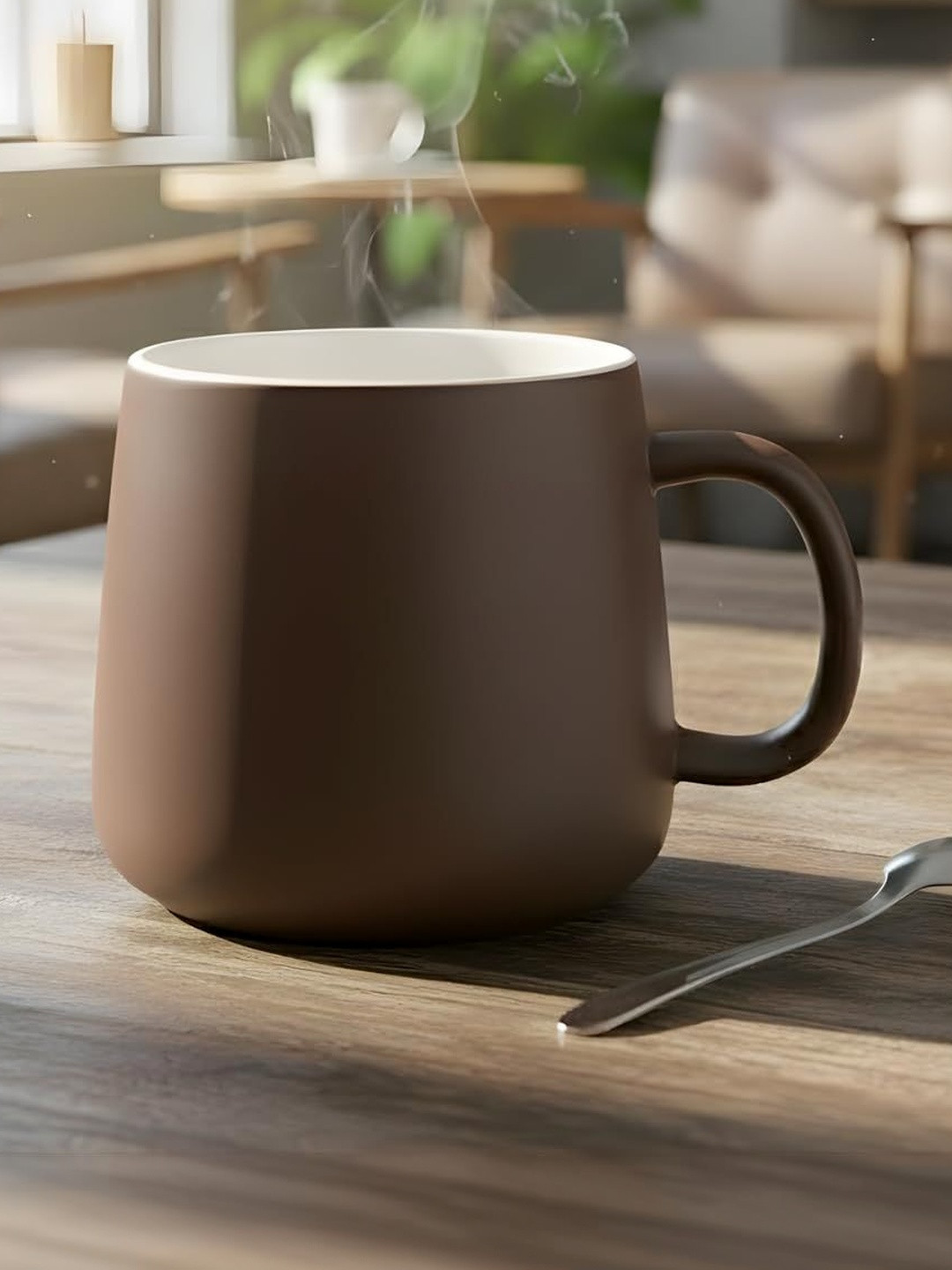 Femora Brown & White Crafted Ceramics Solid Ceramic Matte Core Set of Cups and Mugs