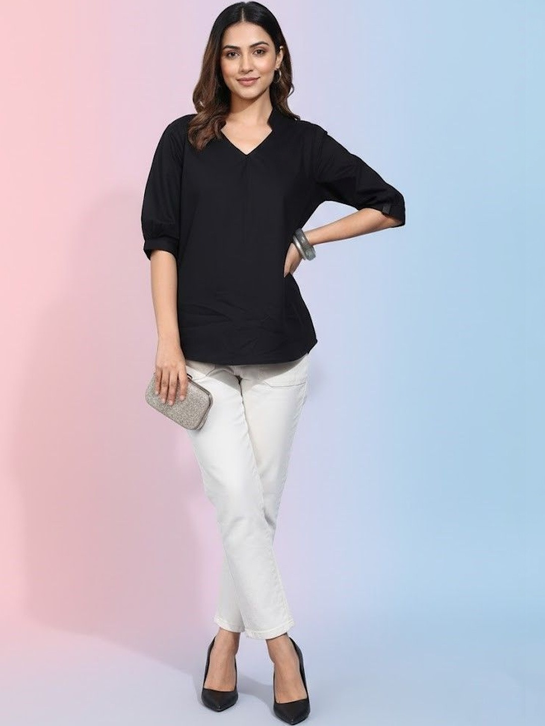 GULMEHAK Puff Sleeve Cotton Top