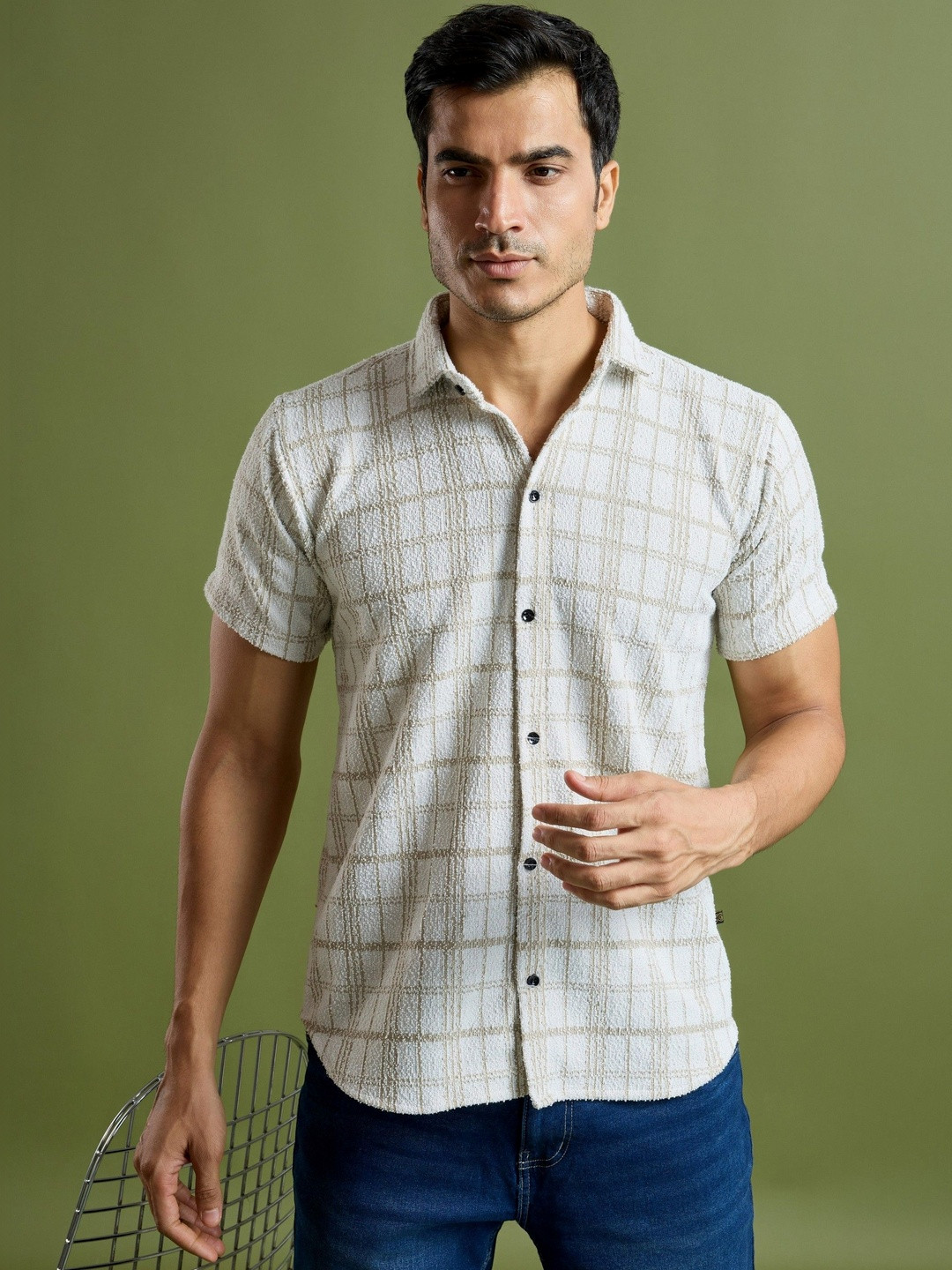TATER GARMENTS Men Windowpane Checks Checked Casual Shirt