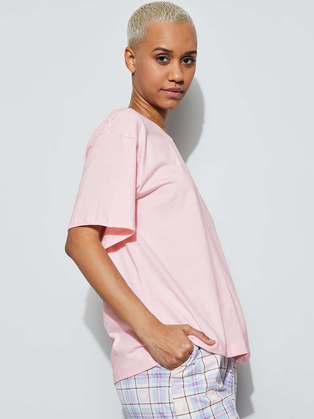 Ginger by Lifestyle Women Cotton Printed Round Neck Short Sleeves Lounge Tshirts