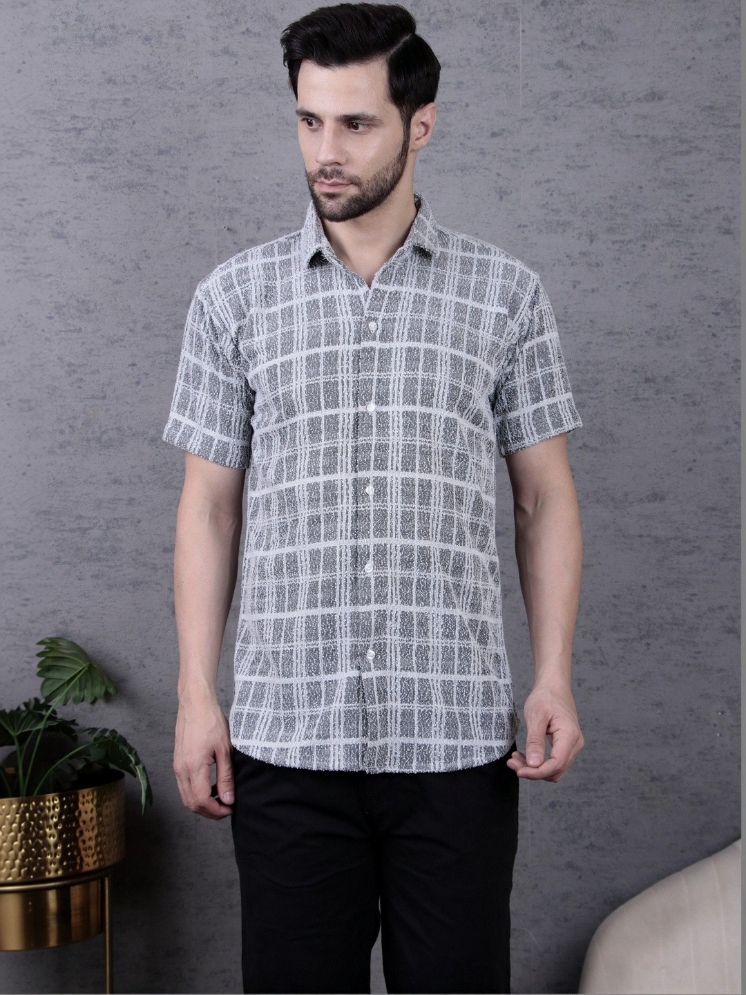 TATER GARMENTS Men Windowpane Checks Checked Casual Shirt