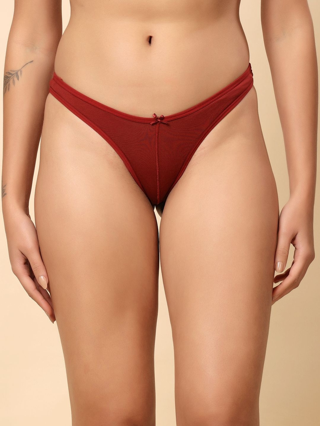 Louis Bayrad Women Cotton Spandex Solid High Rise Brazilian Bikini