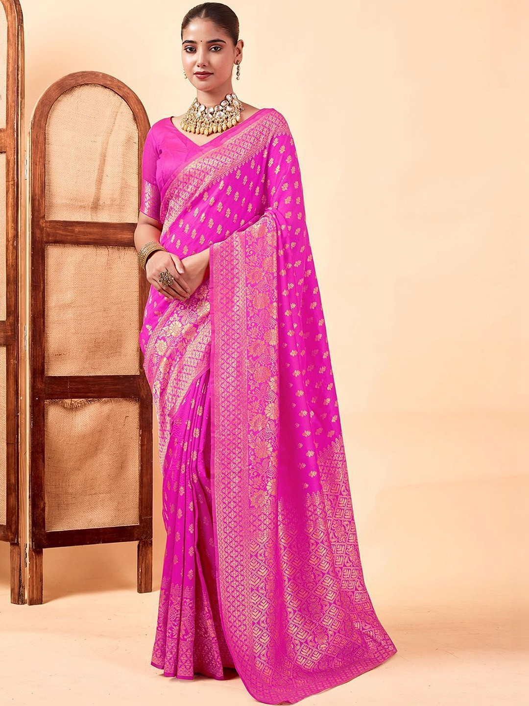 SANISA Woven Design Zari Silk Blend Saree