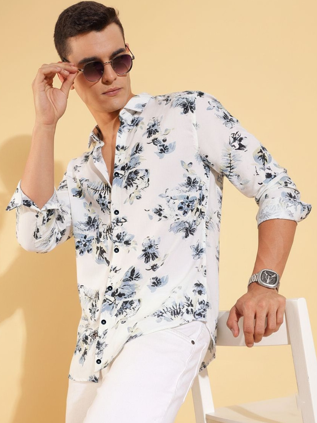 SHIRTZONE Men Classic Slim Fit Floral Printed Casual Shirt