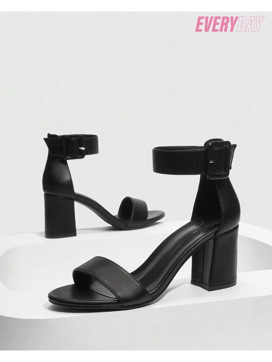 Gojiberry Leather Block Sandals with Buckles