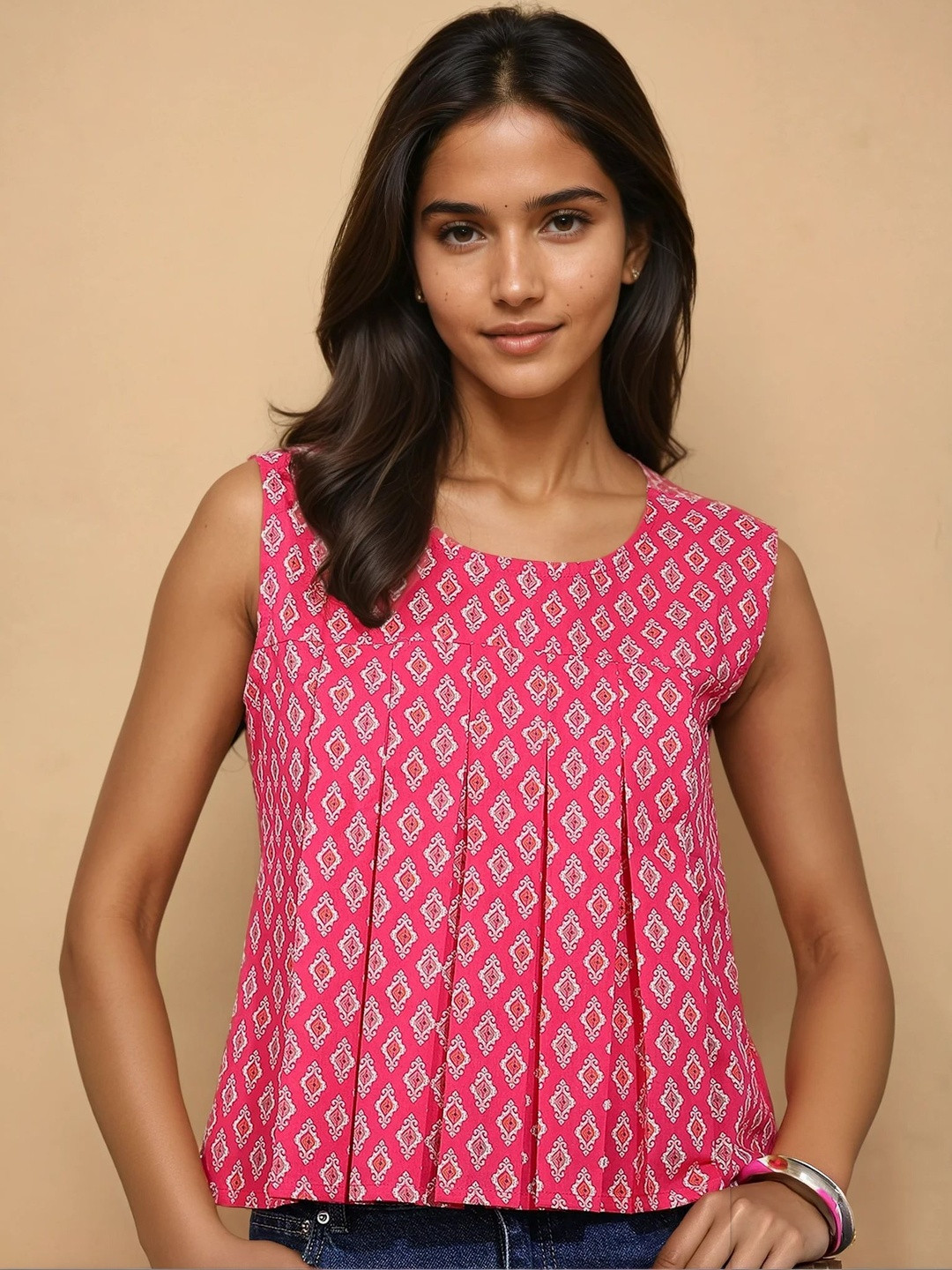 GULMEHAK Geometric Print Cotton Top