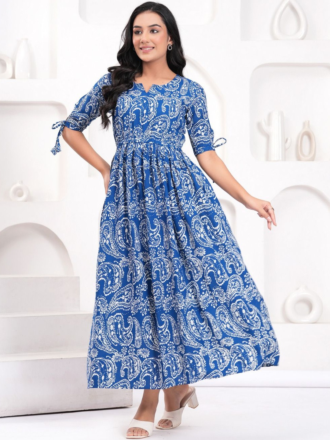 HERE&NOW Print Fit & Flare Maxi Dress